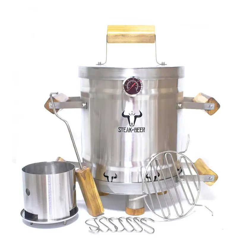 ASADOR A CARBÓN AHUMADOR TIPO BARRIL ECO ACERO INOXIDABLE MINI